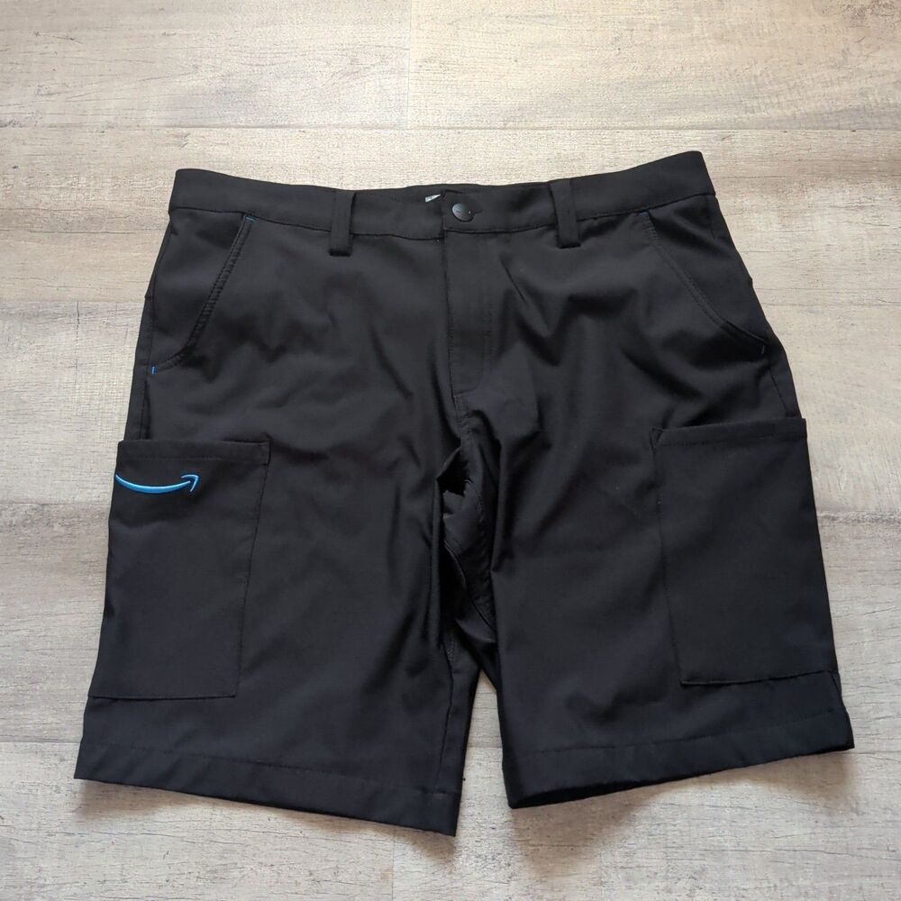 NWOT ​Amazon Employee Uniform Cargo Shorts Mens Large L Black Luly Yang 34-36